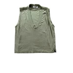 PerfectWhiteTee Margot Tank Womens Size XS Pale Green Deep V-Neck Sleeveless